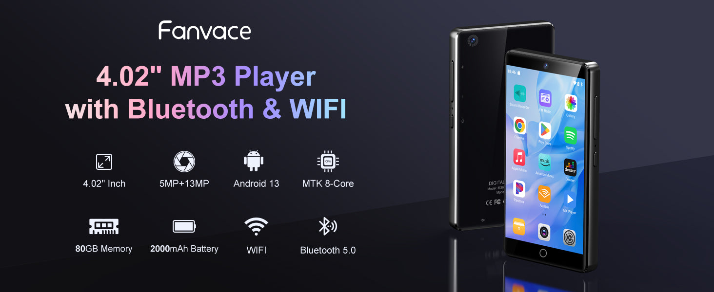 80GB MP3 Player with Bluetooth 5.0 & WiFi