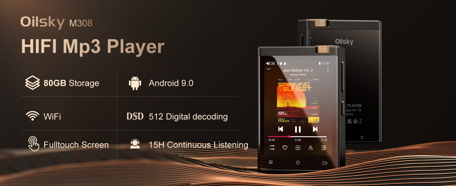 Oilsky Hi-Fi MP3 Player with Bluetooth & WiFi 64GB