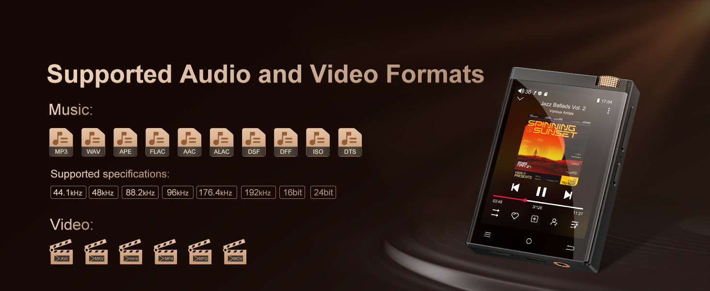 Oilsky Hi-Fi MP3 Player with Bluetooth & WiFi 64GB