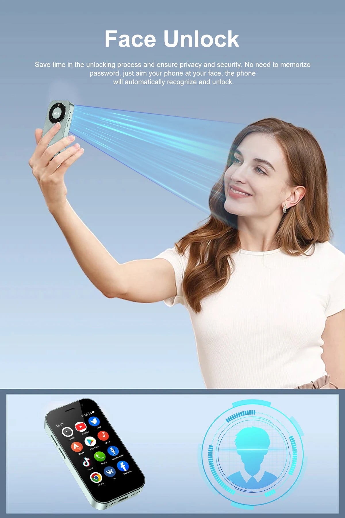 9000 Mini Smartphone – 3.0" HD, Android 10, 4G LTE