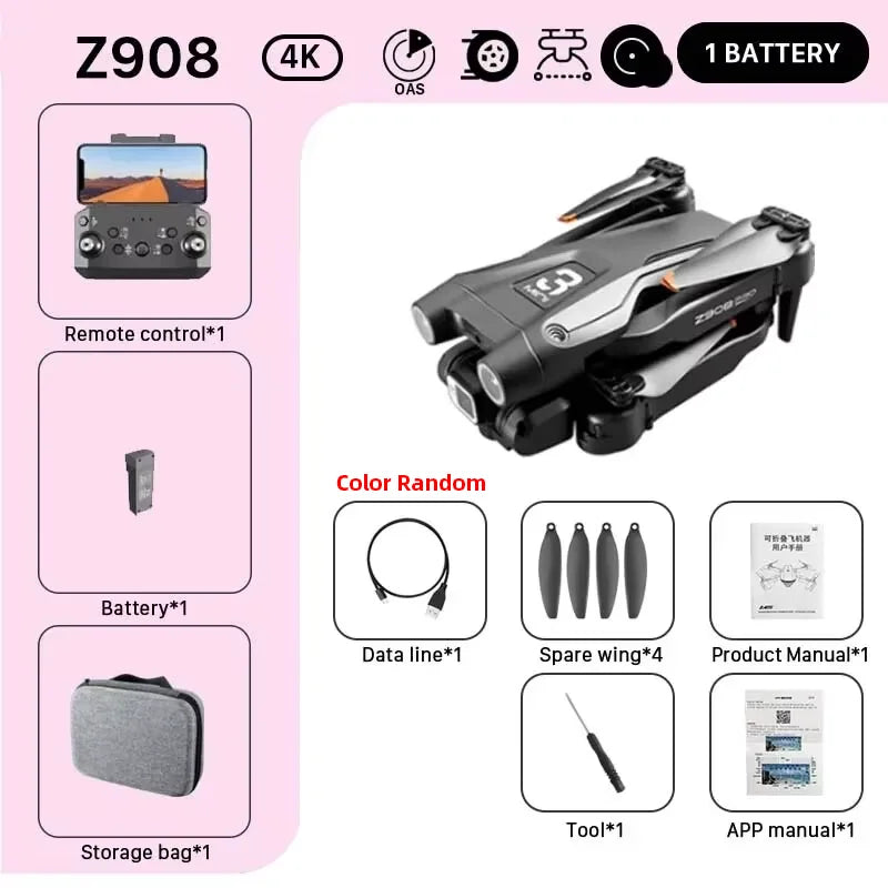 MINI Z908Pro Max Drone – 4K WiFi FPV, Brushless Foldable Quadcopter