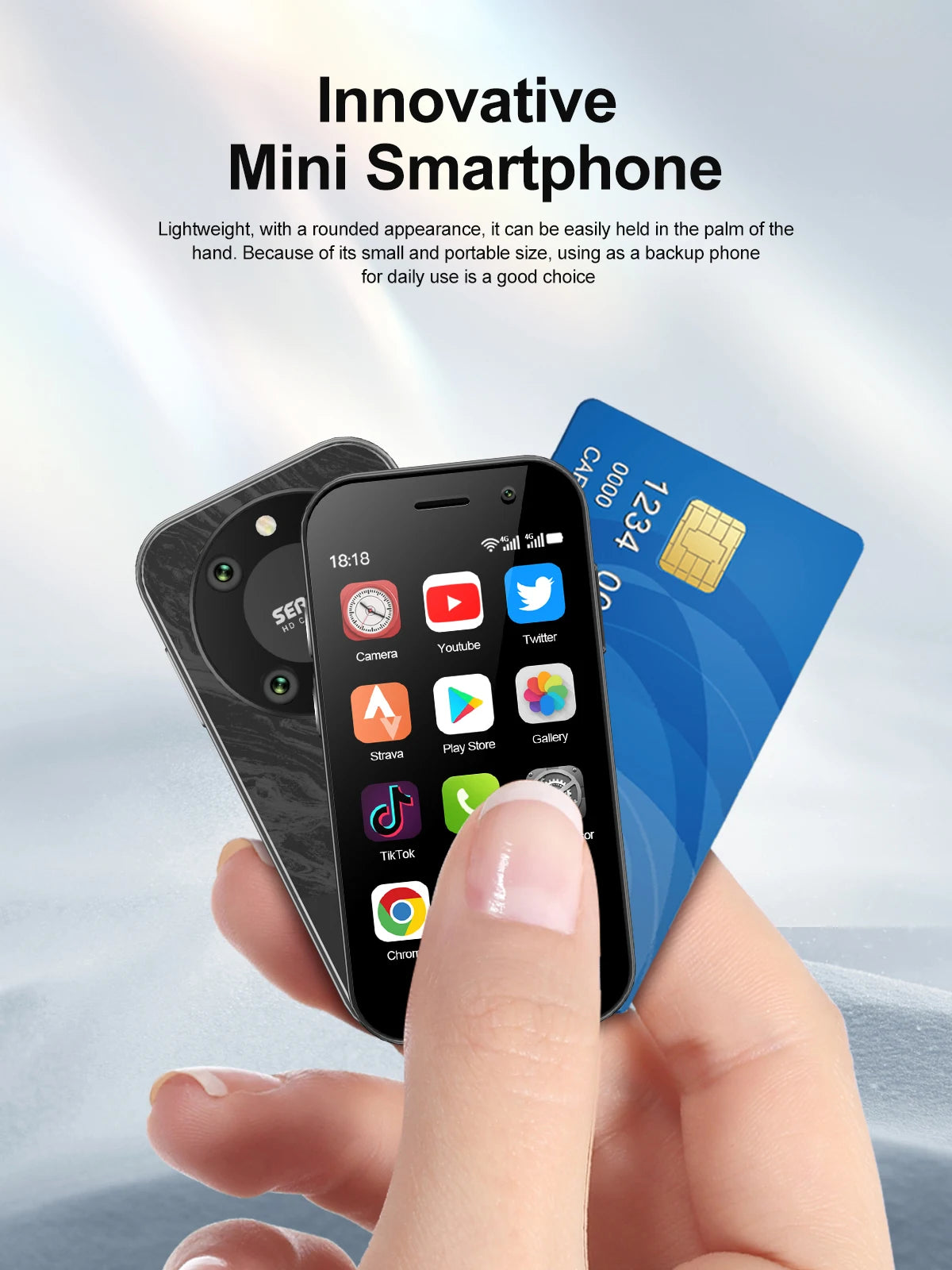 9000 Mini Smartphone – 3.0" HD, Android 10, 4G LTE