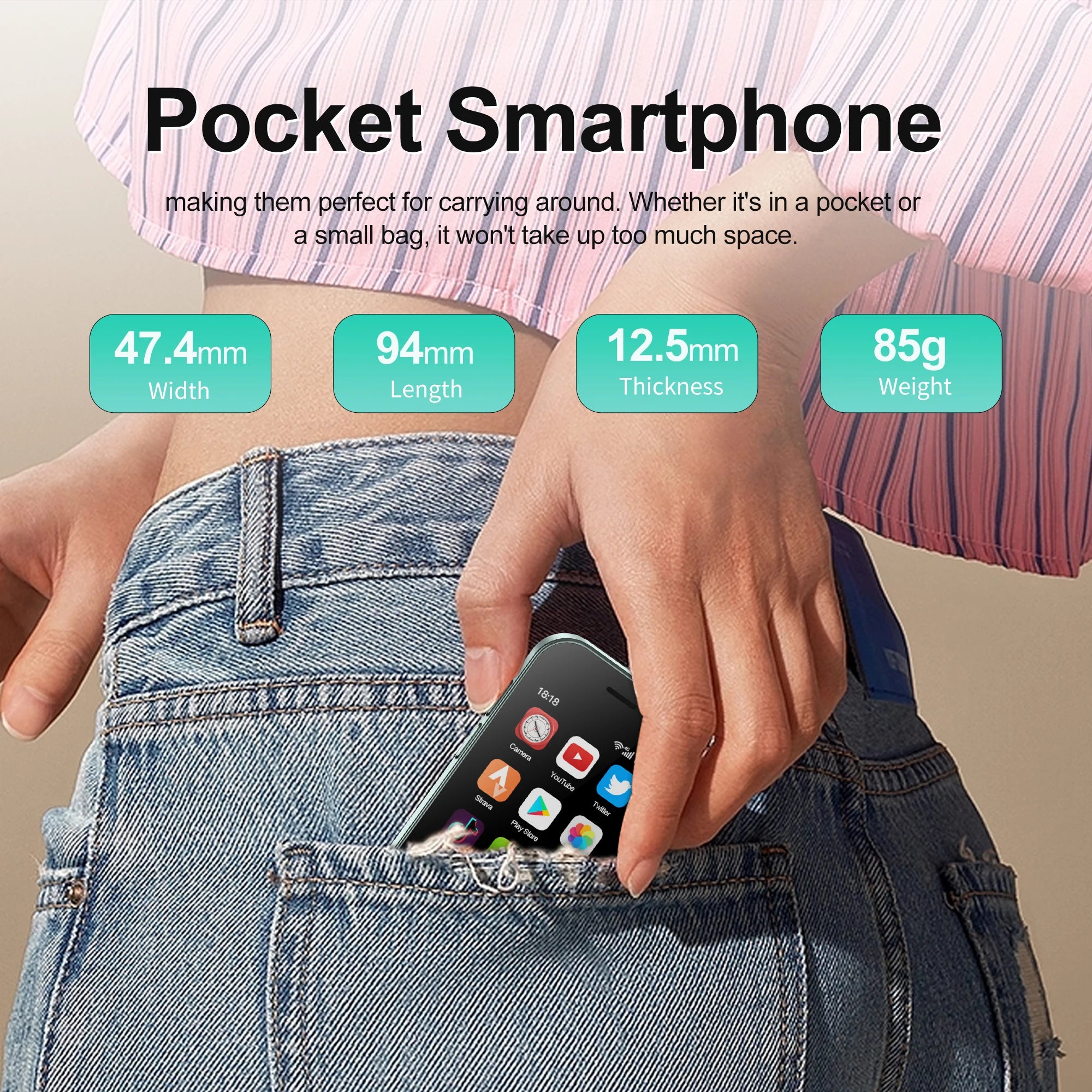 9000 Mini Smartphone – 3.0" HD, Android 10, 4G LTE