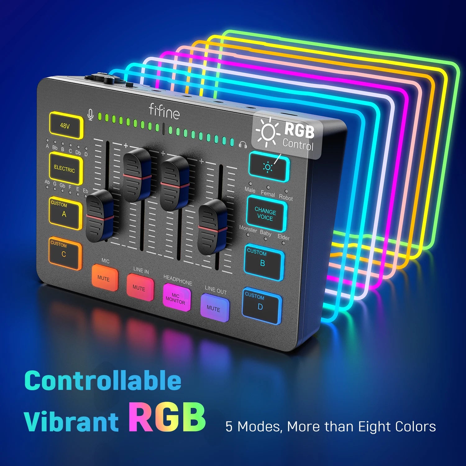 FIFINE 4-Channel RGB Gaming Audio Mixer
