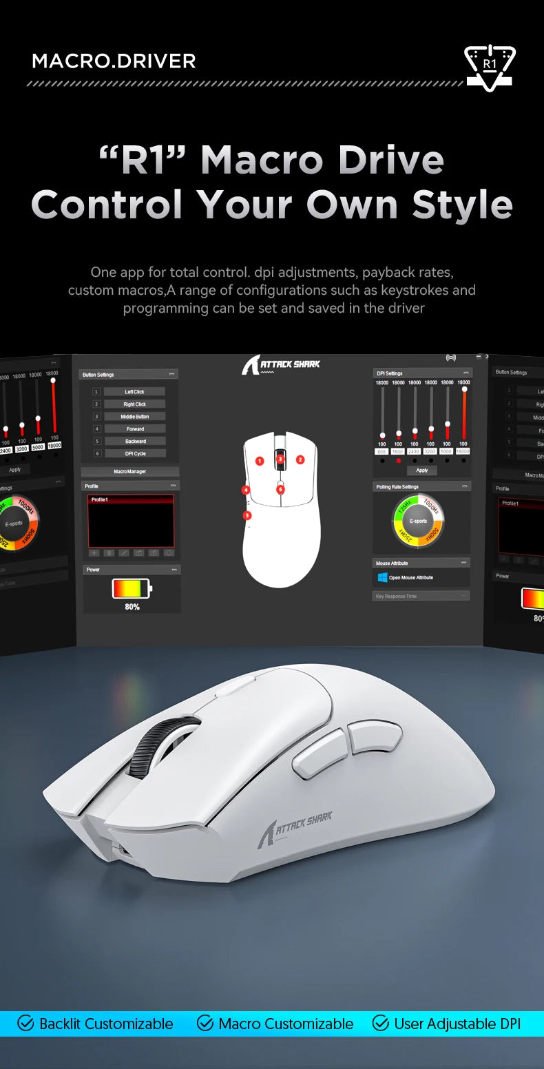 Attack Shark R1 Wireless Gaming Mouse