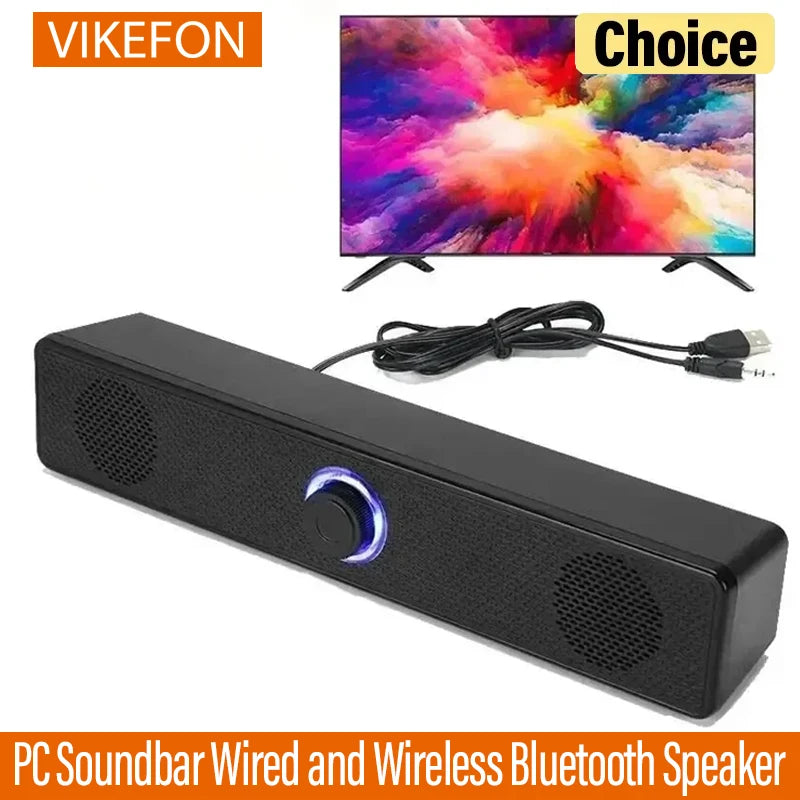 PC Soundbar Bluetooth Speaker – Wired & Wireless