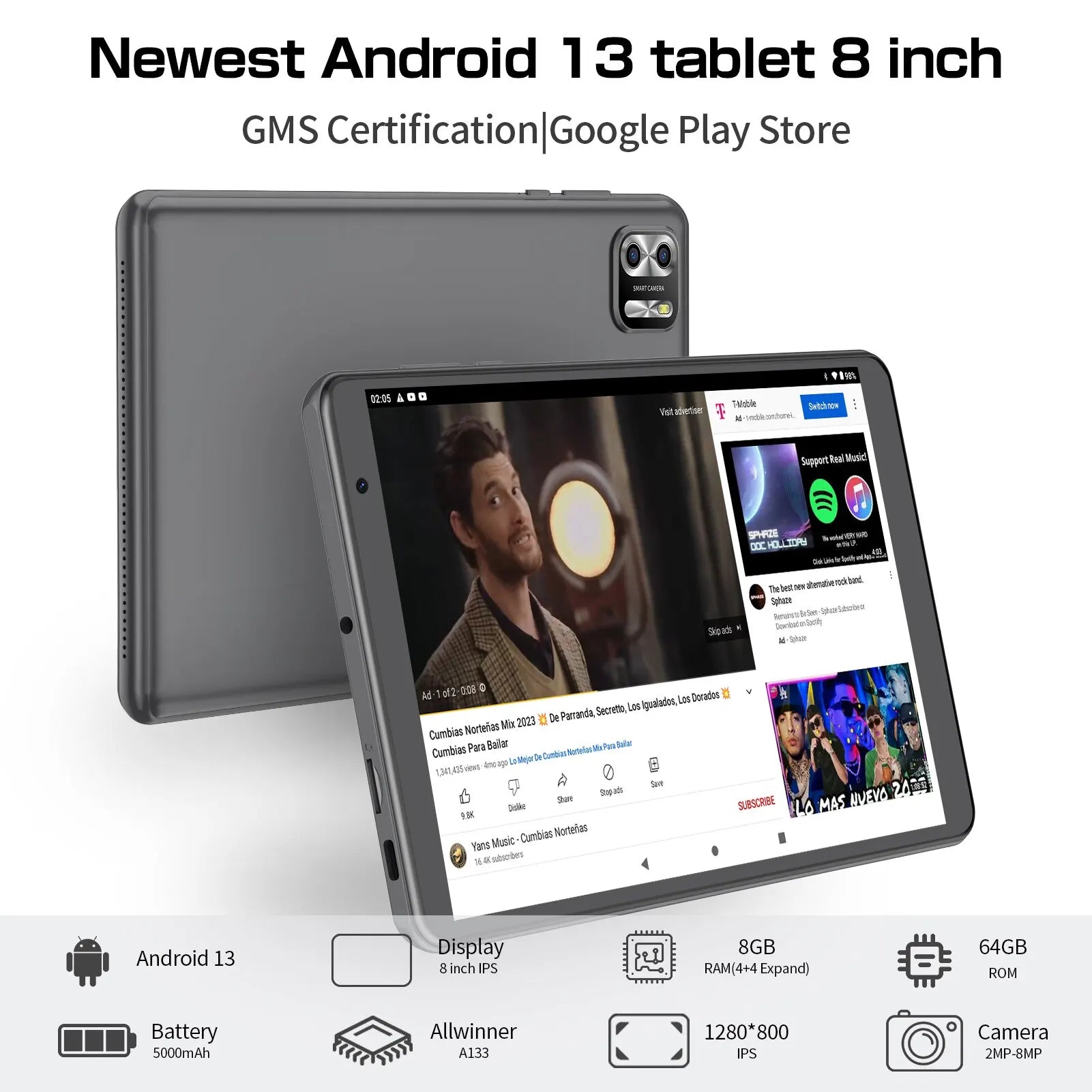 PRITOM 8 Inch Tablet Android 13