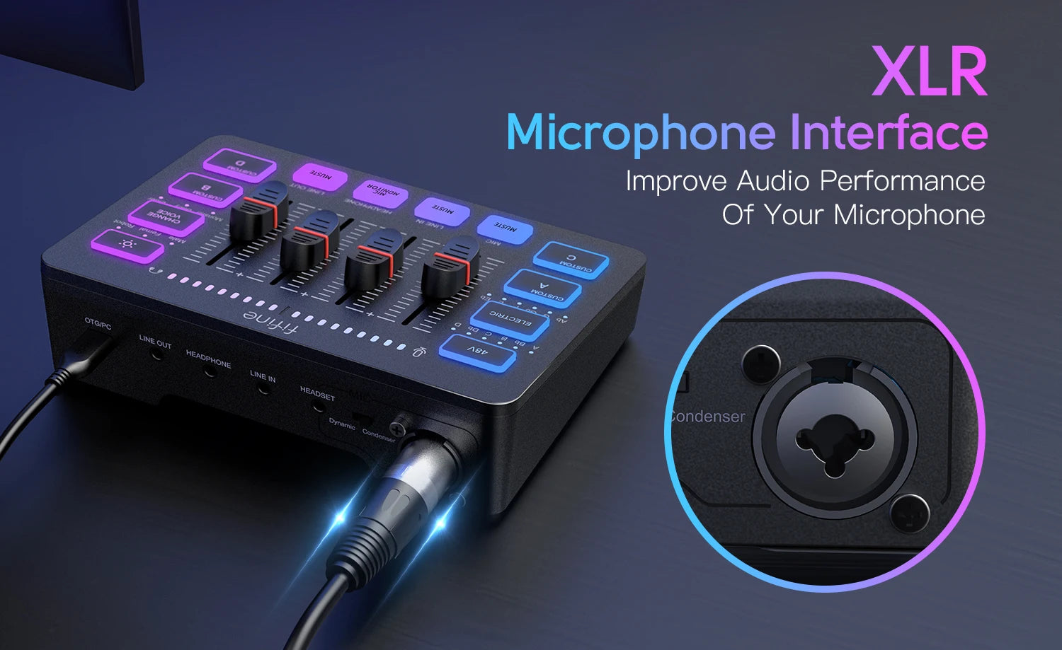 FIFINE 4-Channel RGB Gaming Audio Mixer