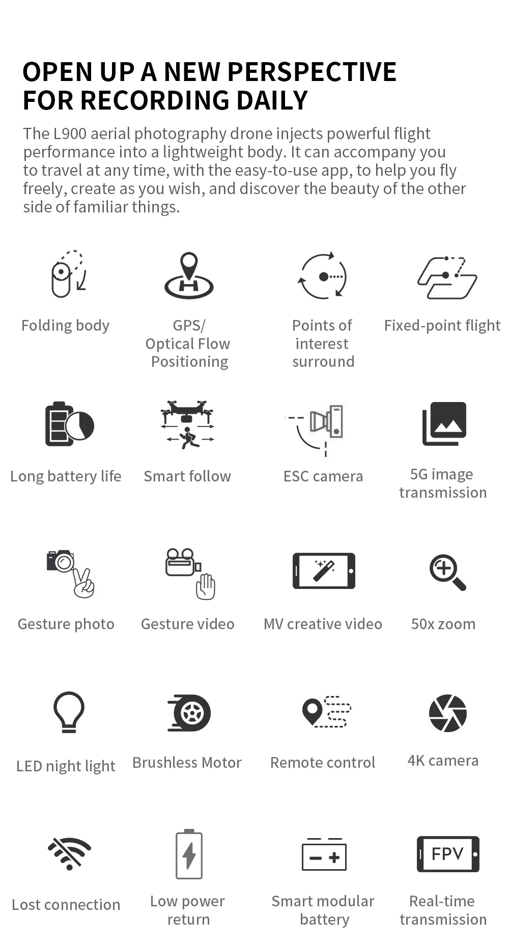 L900 Pro 4K GPS Drone – Dual Camera, Brushless Foldable Quadcopter