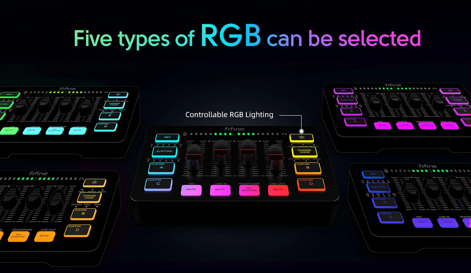FIFINE 4-Channel RGB Gaming Audio Mixer