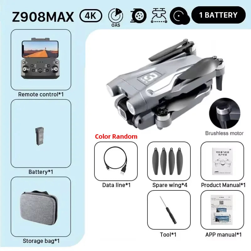 MINI Z908Pro Max Drone – 4K WiFi FPV, Brushless Foldable Quadcopter
