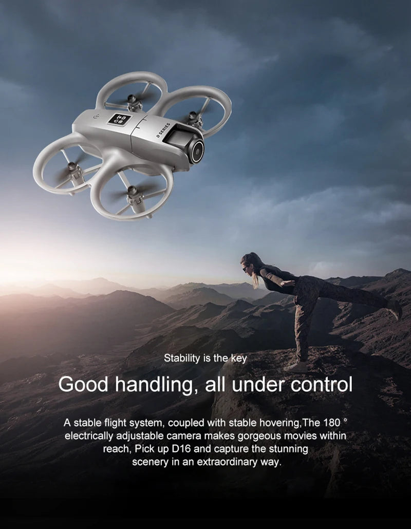D16 Mini Drone – Dual Camera 8K HD, Obstacle Avoidance UAV