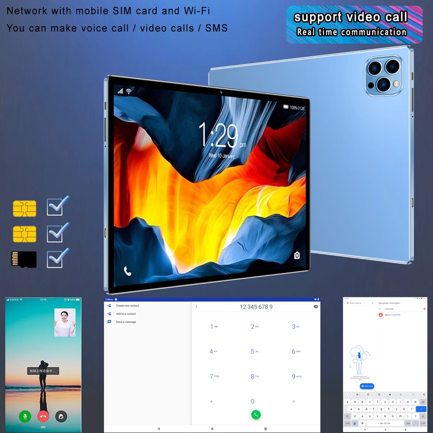 10.1" Android 13 Tablet – Octa-Core, Dual SIM, 4GB RAM, 64GB Storage