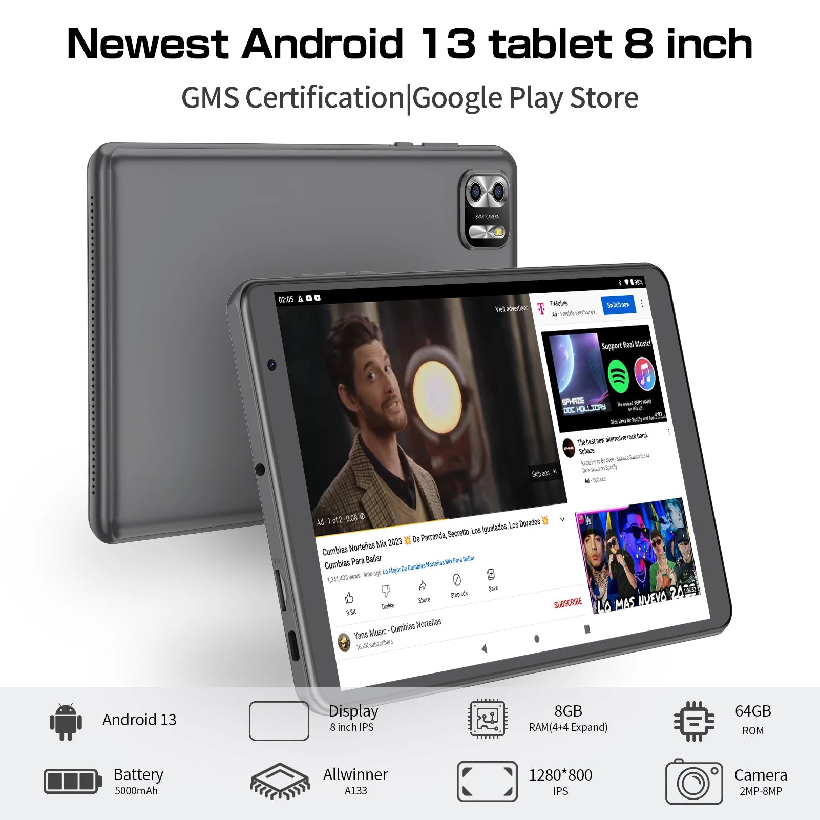 PRITOM 8 Inch Tablet Android 13