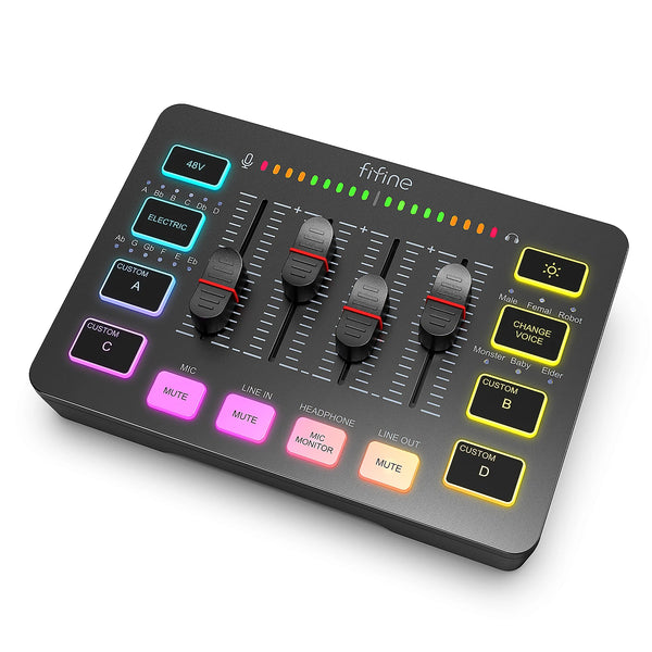 FIFINE 4-Channel RGB Gaming Audio Mixer