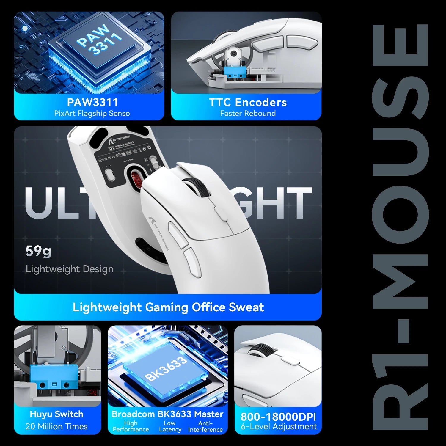 Attack Shark R1 Wireless Gaming Mouse