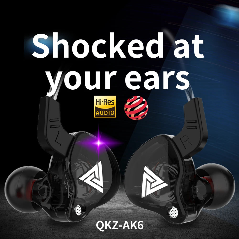QKZ AK6 In-Ear HiFi Earphones with Mic & Subwoofer Bass