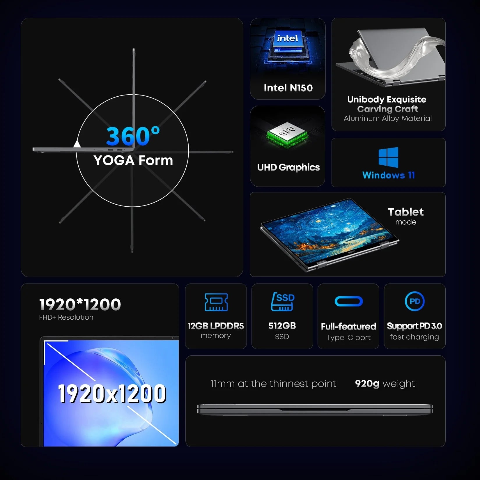 MiniBook X 2-in-1 Laptop Tablet