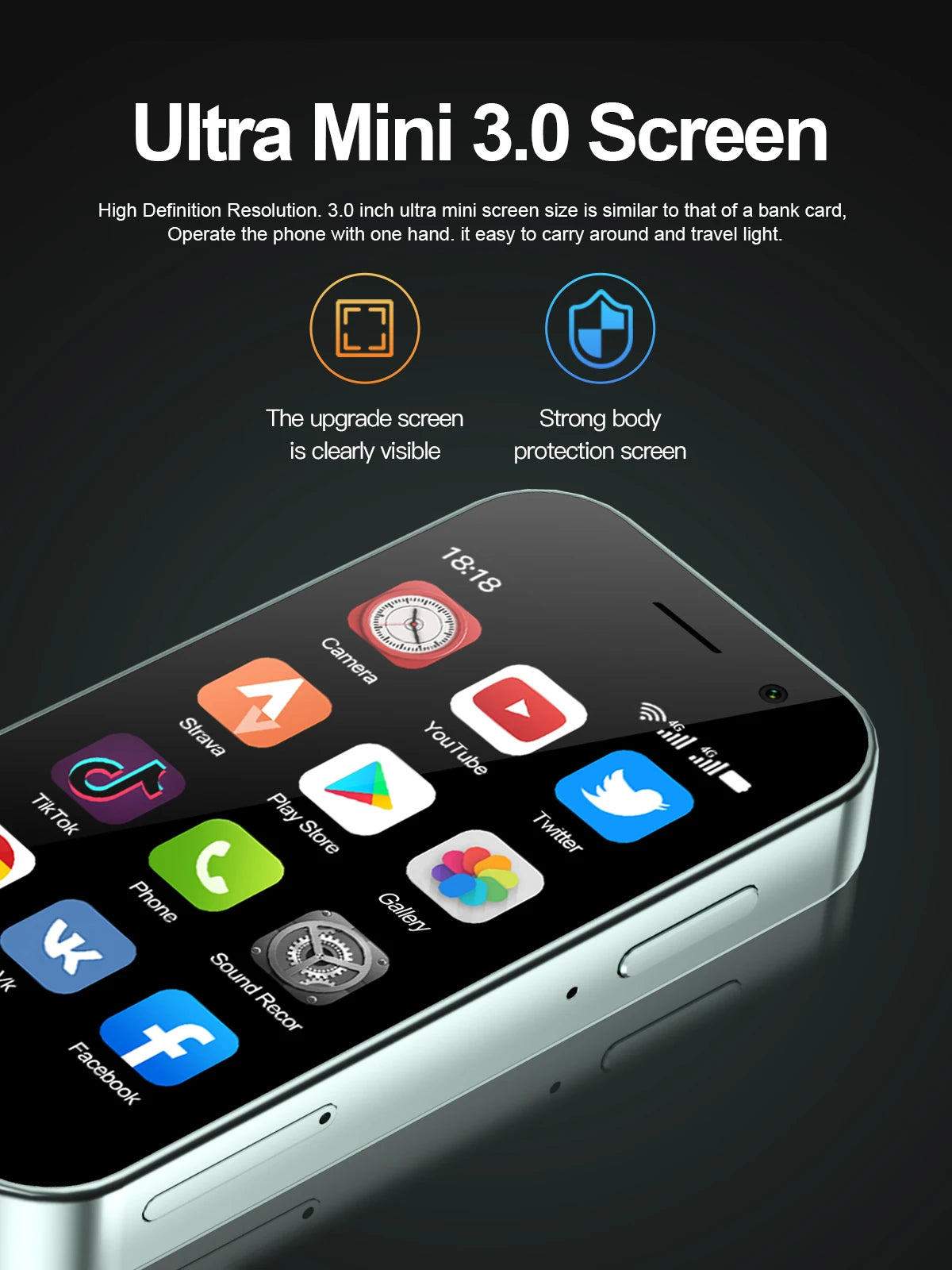 9000 Mini Smartphone – 3.0" HD, Android 10, 4G LTE