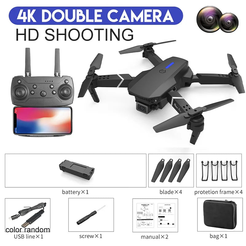 2024 E88Pro 4K RC Drone – Foldable WiFi FPV Quadcopter with 3 Batteries