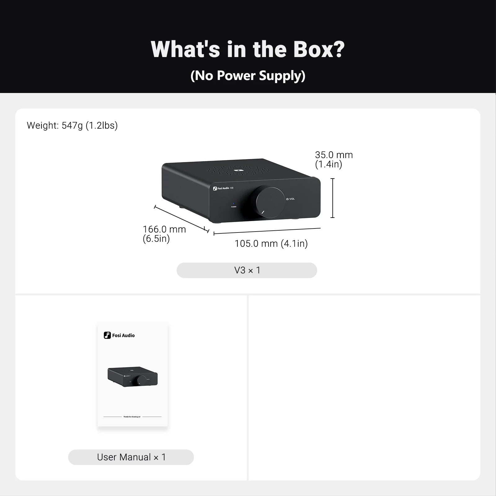 Fosi Audio V3 300W×2 Mini Stereo Power Amplifier