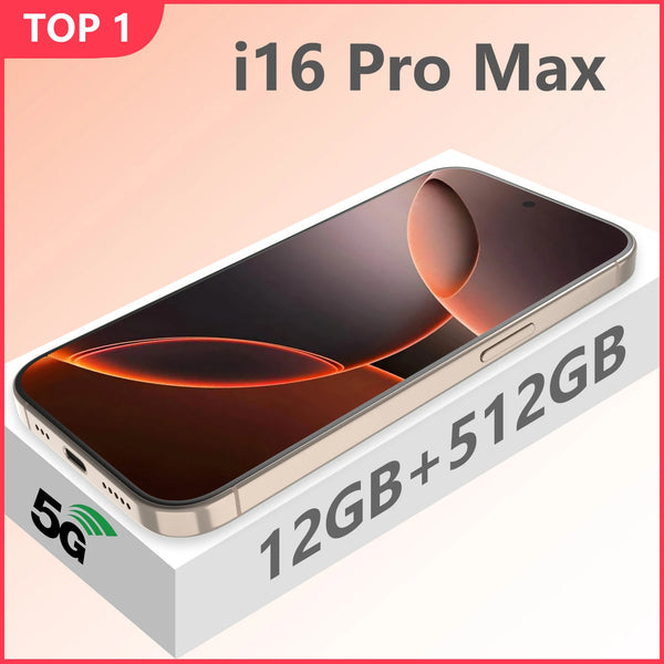 I16 Pro Max Smartphone – 6.8" Android, 12GB RAM, 512GB Storage