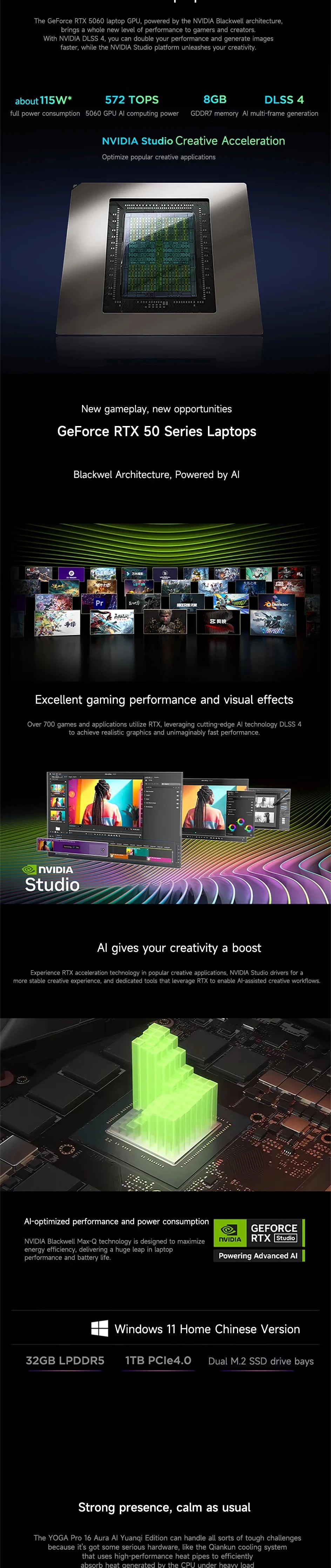 YOGA Pro 16 – 16" 2.8K OLED Laptop, 32GB RAM, 1TB SSD