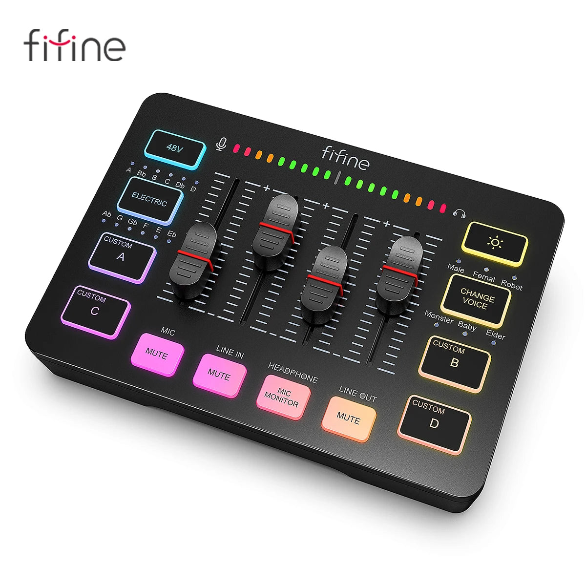 FIFINE 4-Channel RGB Gaming Audio Mixer