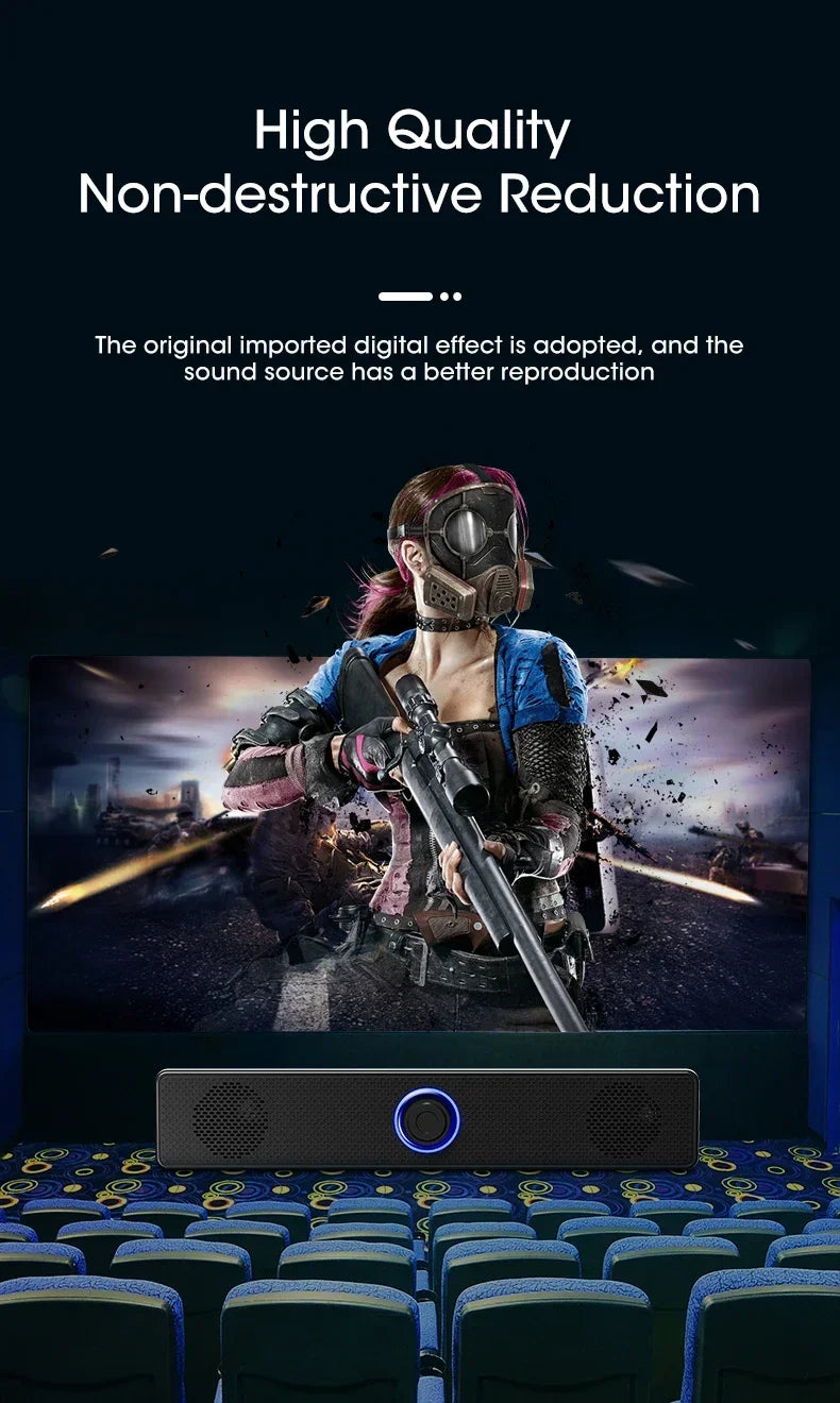 PC Soundbar Bluetooth Speaker – Wired & Wireless