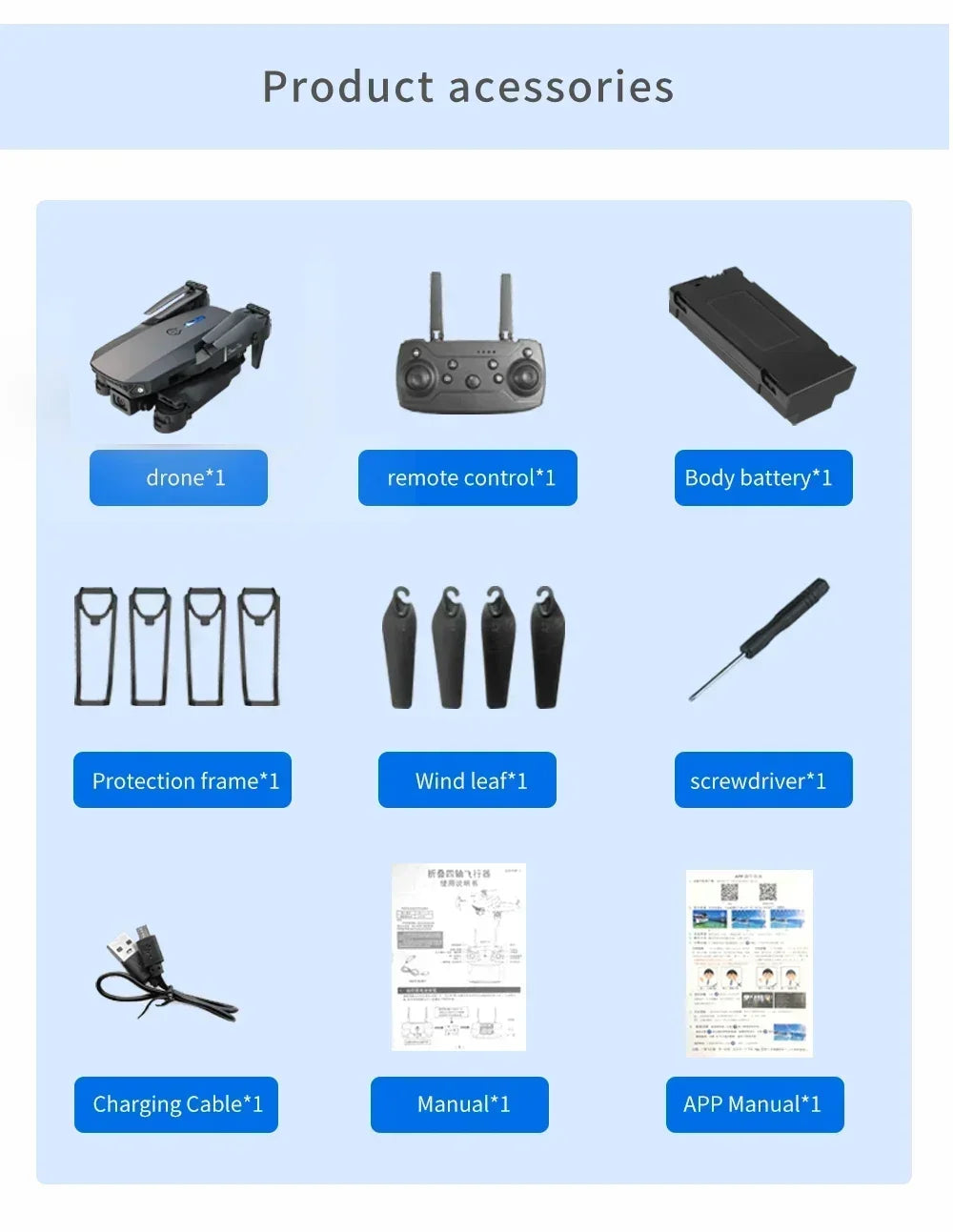 E88 Mini Drone – 4K HD Camera Foldable WiFi FPV Quadcopter