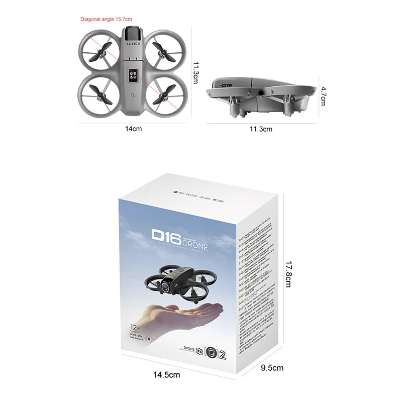 D16 Mini Drone – Dual Camera 8K HD, Obstacle Avoidance UAV