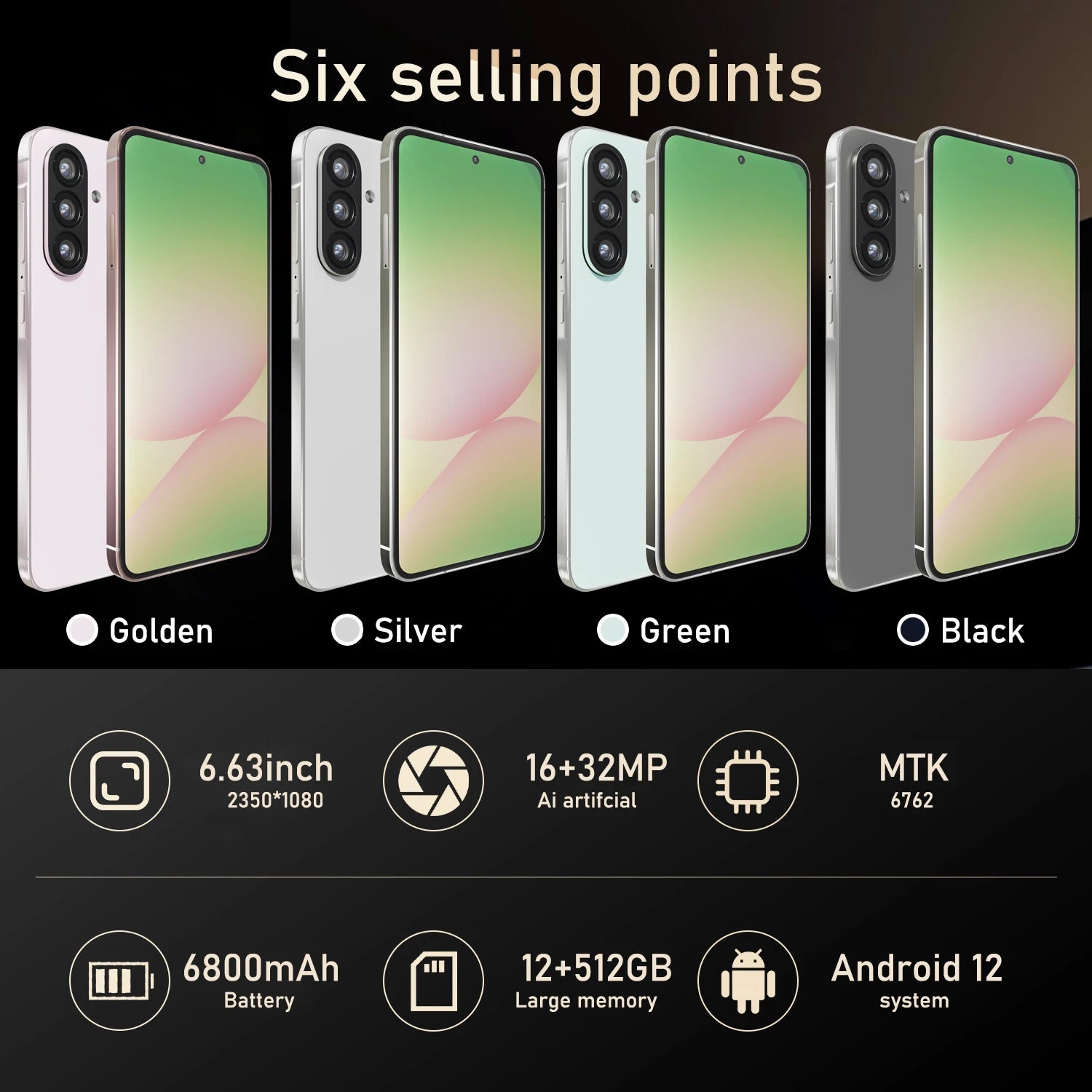 A56 Global Version Smartphone – 6.8" Android, 12GB RAM, 512GB Storage