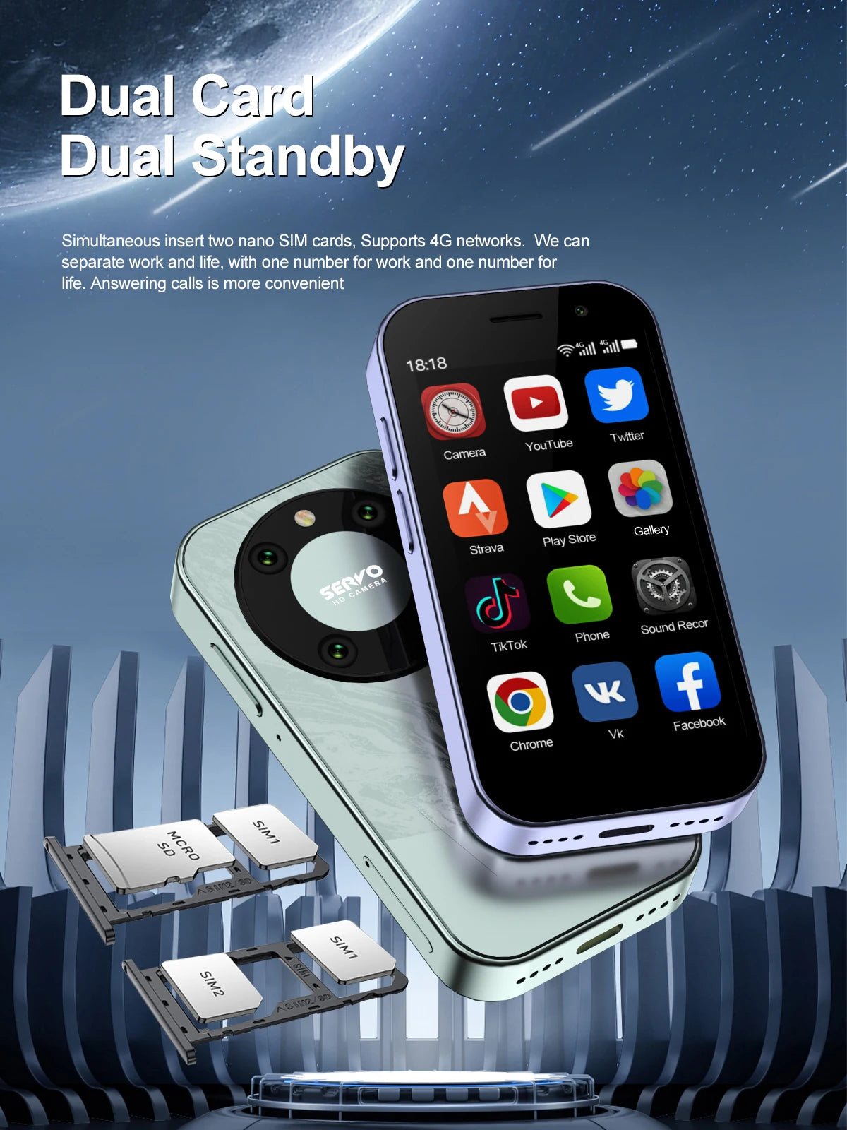 9000 Mini Smartphone – 3.0" HD, Android 10, 4G LTE