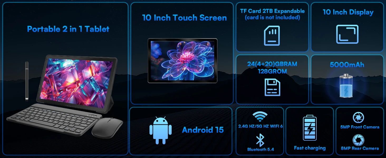 URAO C109L 10-Inch Android 15 Tablet – Powerful Performance with Keyboard & Mouse Set