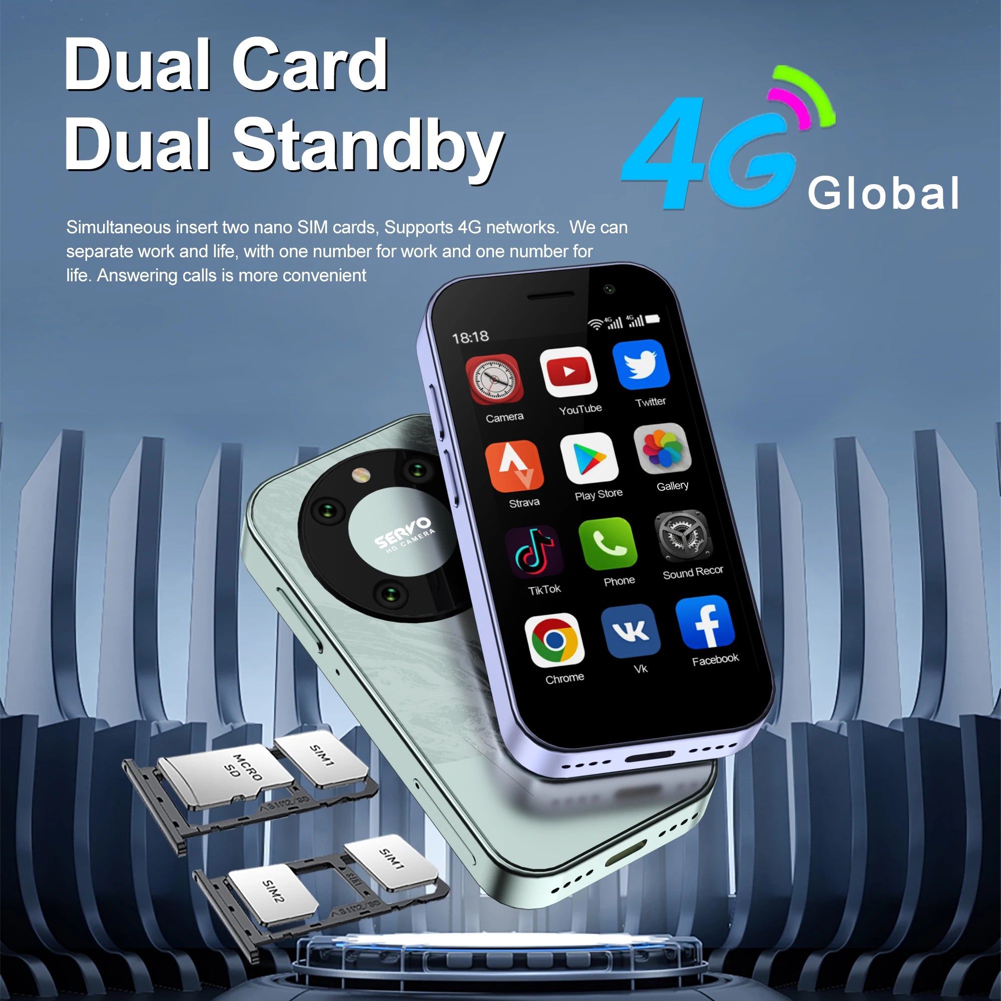 9000 Mini Smartphone – 3.0" HD, Android 10, 4G LTE