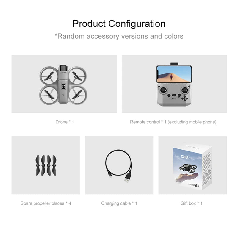 D16 Mini Drone – Dual Camera 8K HD, Obstacle Avoidance UAV