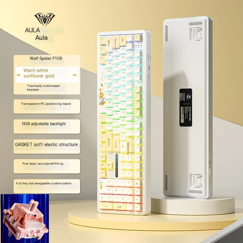 AULA F108/PRO Mechanical Gaming Keyboard – RGB Hot-Swappable Wireless Performance