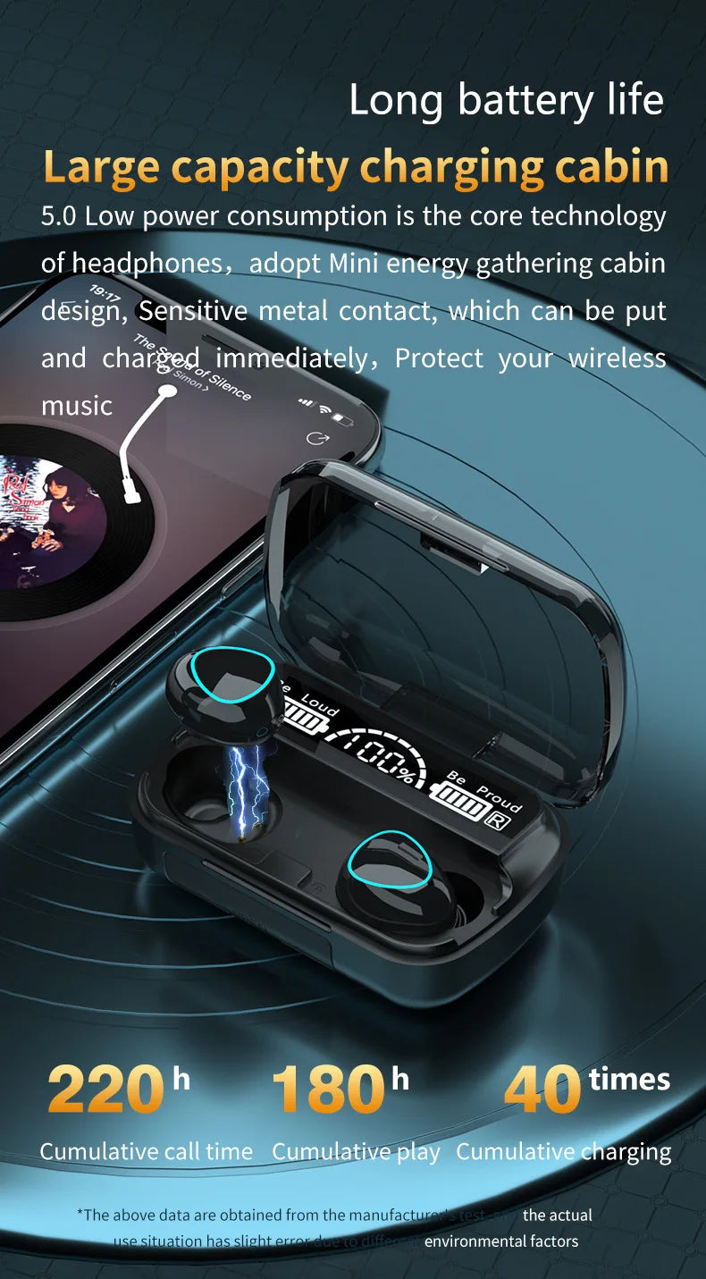 M10 Wireless Earbuds with Power Bank & HiFi Sound