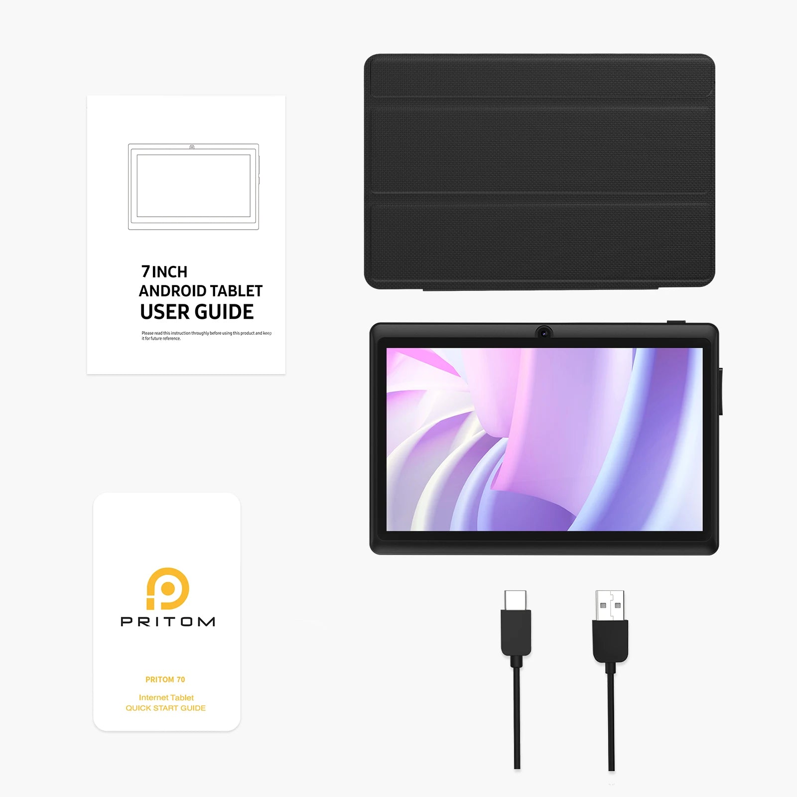 Pritom 7" Tablet PC – Android 13, Quad-Core, 4GB RAM, 32GB Storage