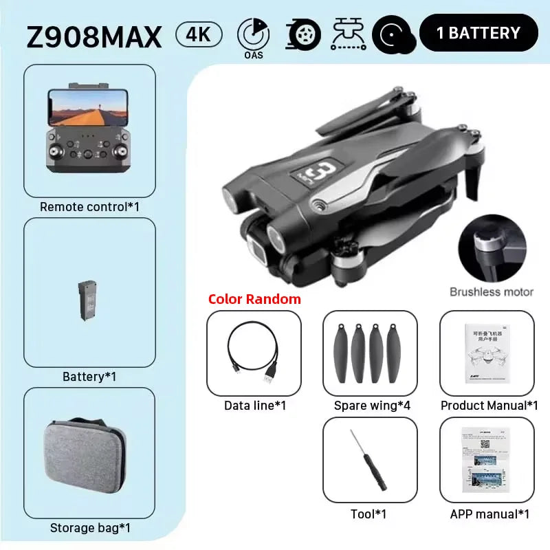 MINI Z908Pro Max Drone – 4K WiFi FPV, Brushless Foldable Quadcopter