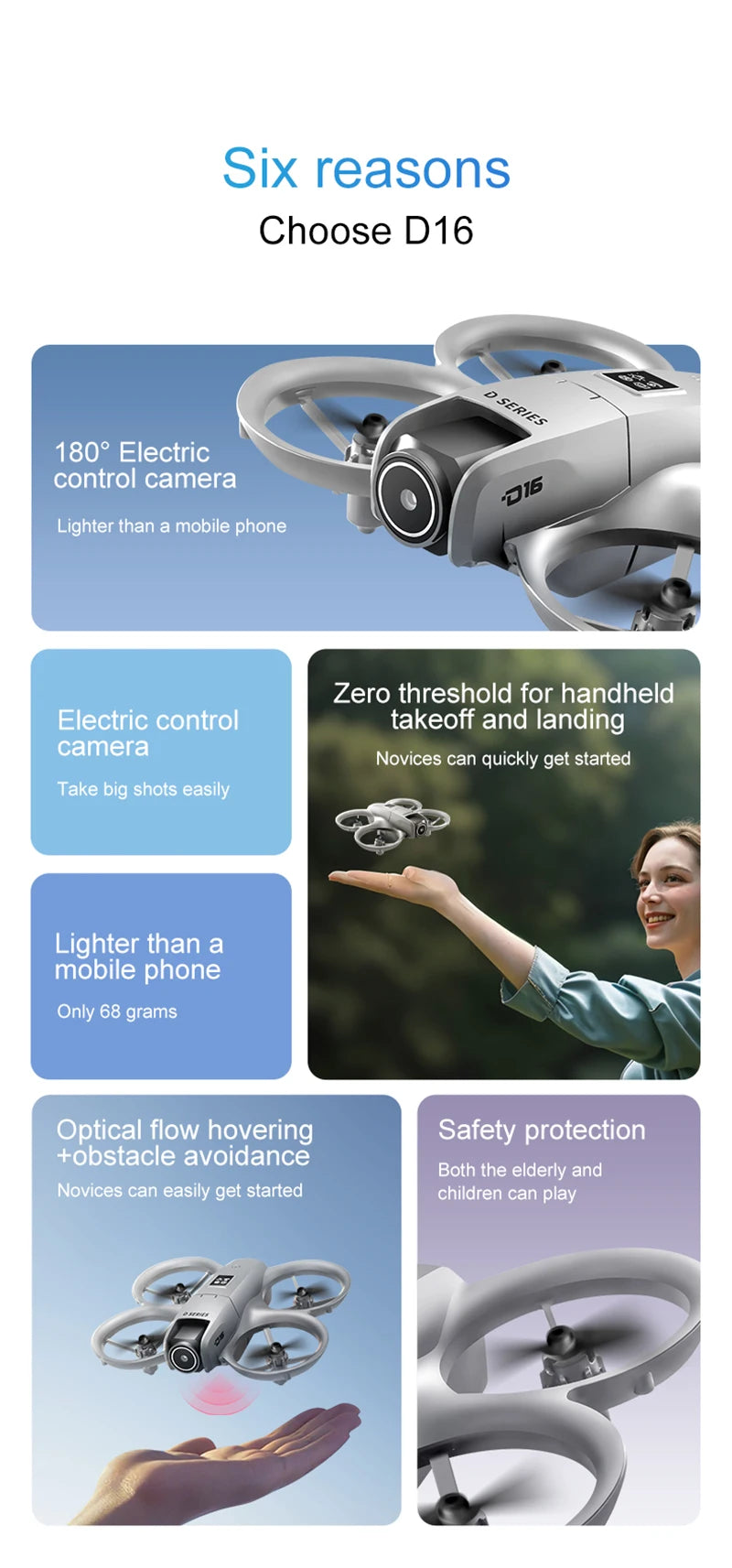 D16 Mini Drone – Dual Camera 8K HD, Obstacle Avoidance UAV