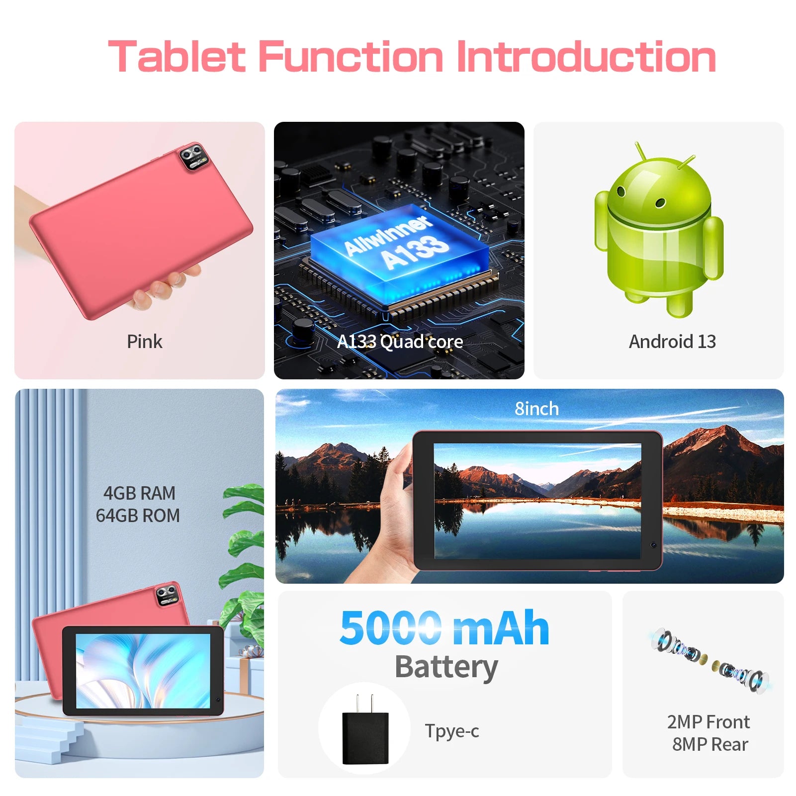 PRITOM 8 Inch Tablet Android 13