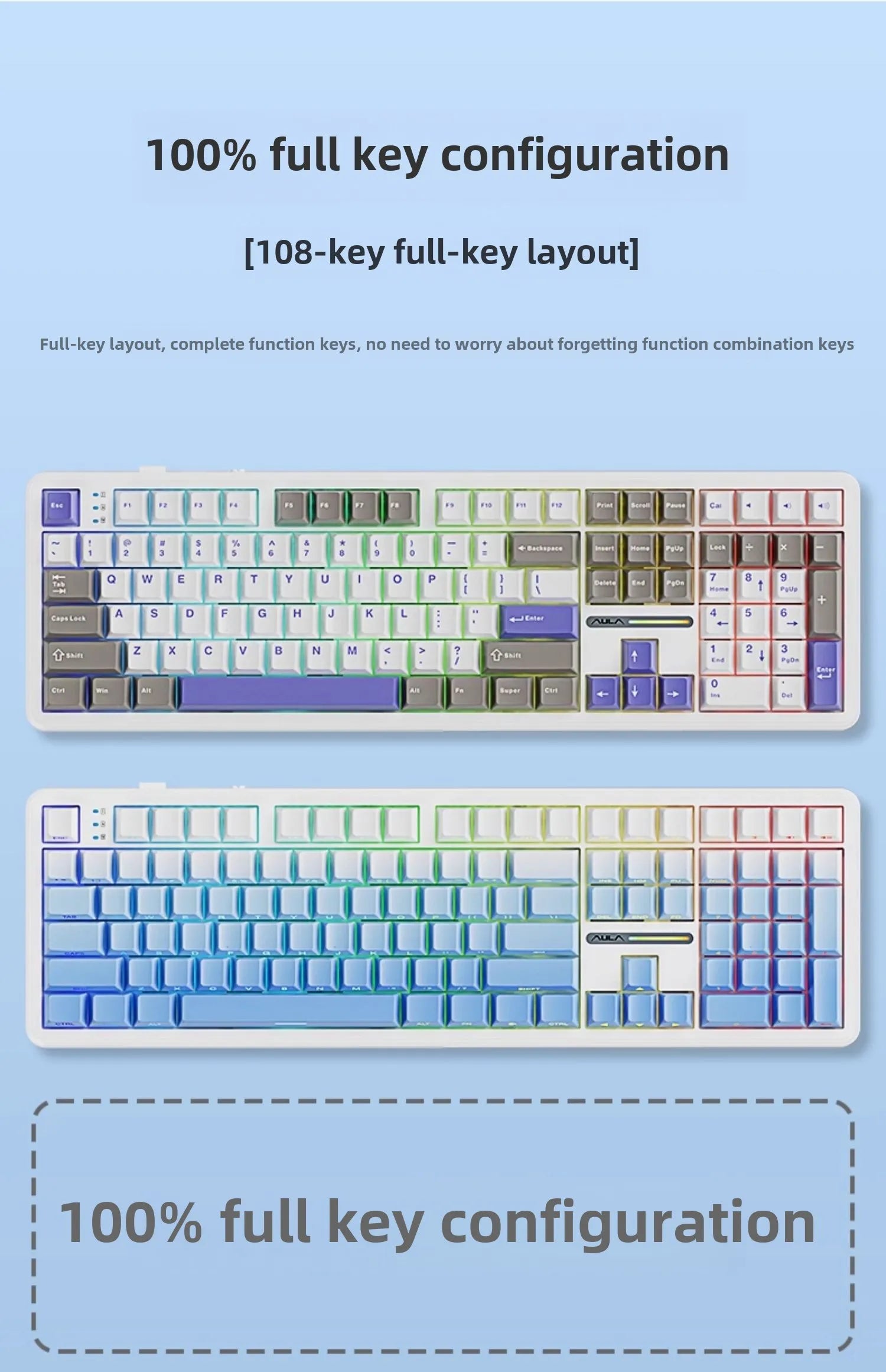 AULA F108/PRO Mechanical Gaming Keyboard – RGB Hot-Swappable Wireless Performance