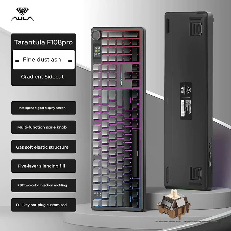 AULA F108/PRO Mechanical Gaming Keyboard – RGB Hot-Swappable Wireless Performance