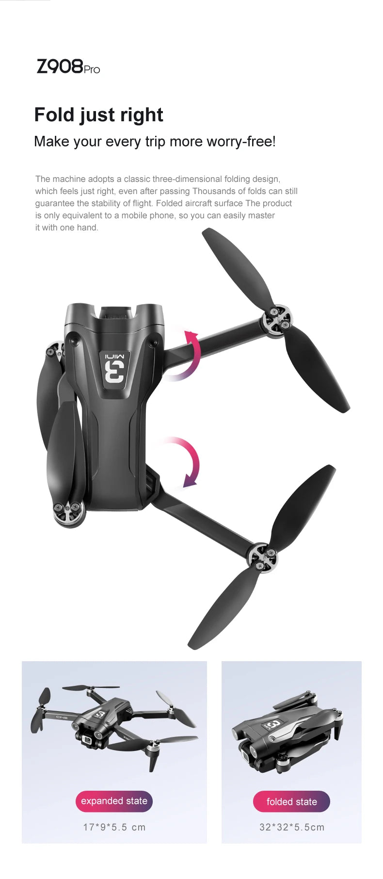 MINI Z908Pro Max Drone – 4K WiFi FPV, Brushless Foldable Quadcopter