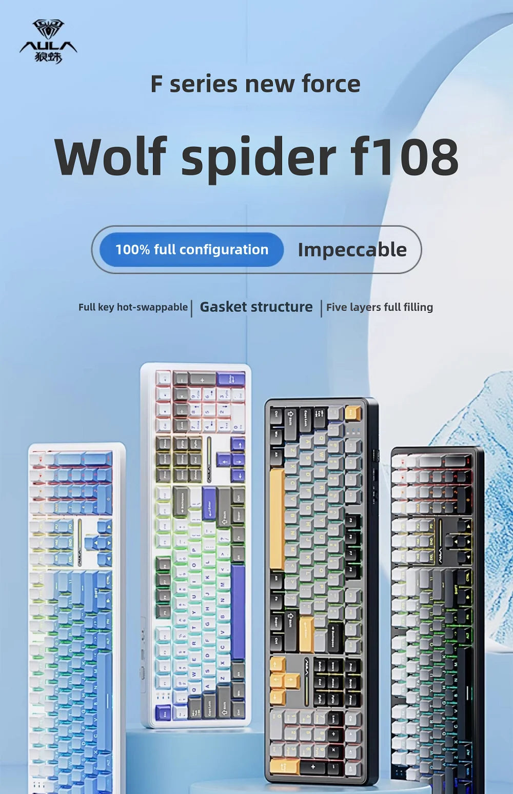 AULA F108/PRO Mechanical Gaming Keyboard – RGB Hot-Swappable Wireless Performance