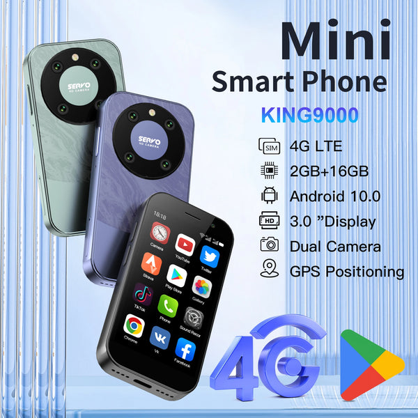 9000 Mini Smartphone – 3.0" HD, Android 10, 4G LTE