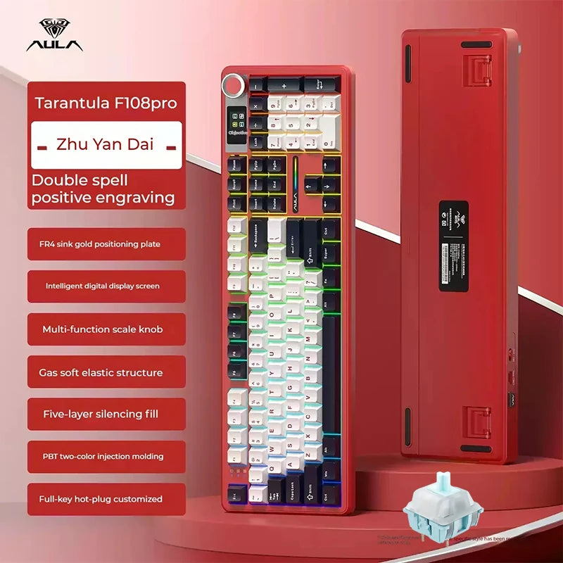 AULA F108/PRO Mechanical Gaming Keyboard – RGB Hot-Swappable Wireless Performance