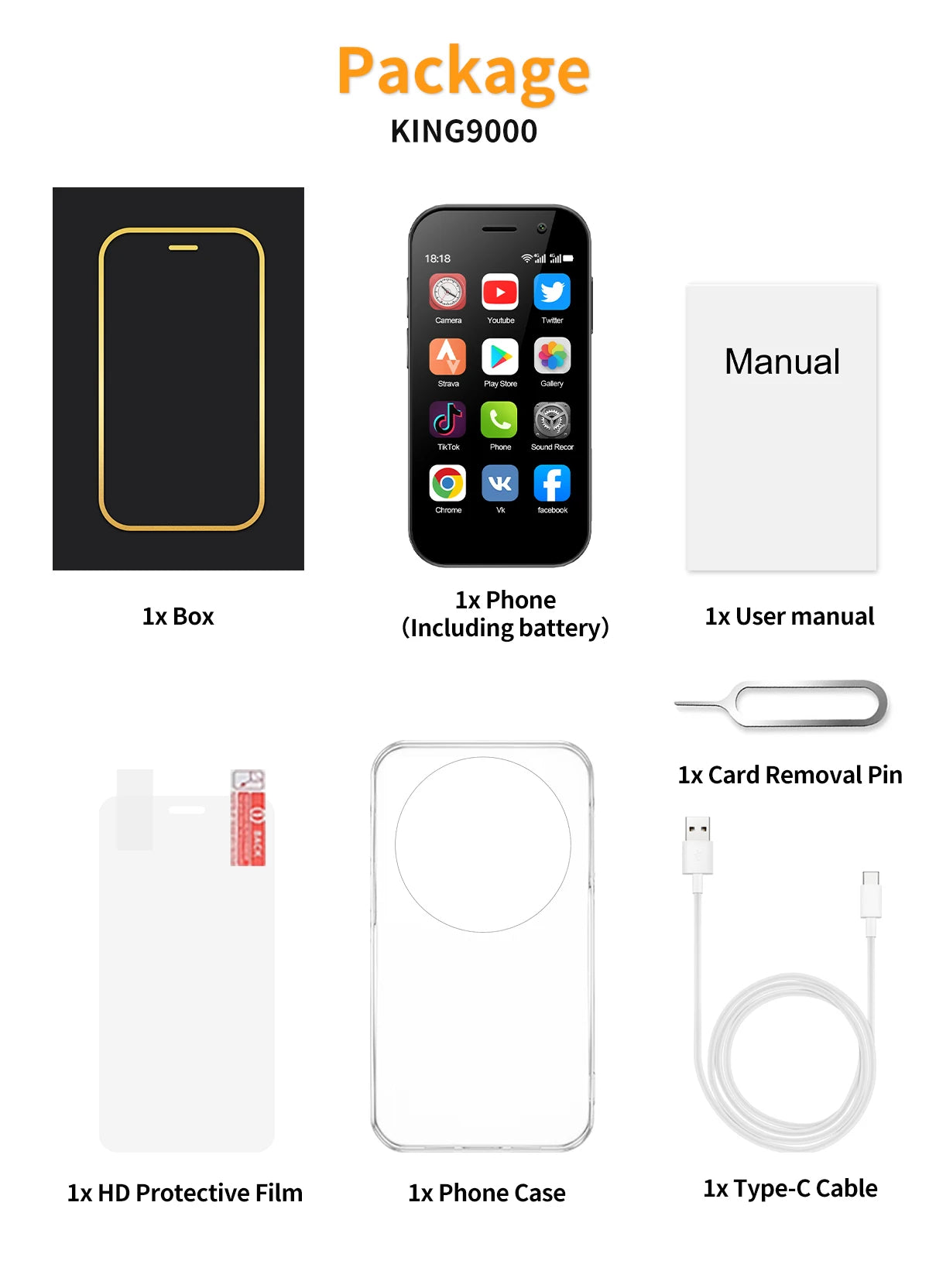 9000 Mini Smartphone – 3.0" HD, Android 10, 4G LTE