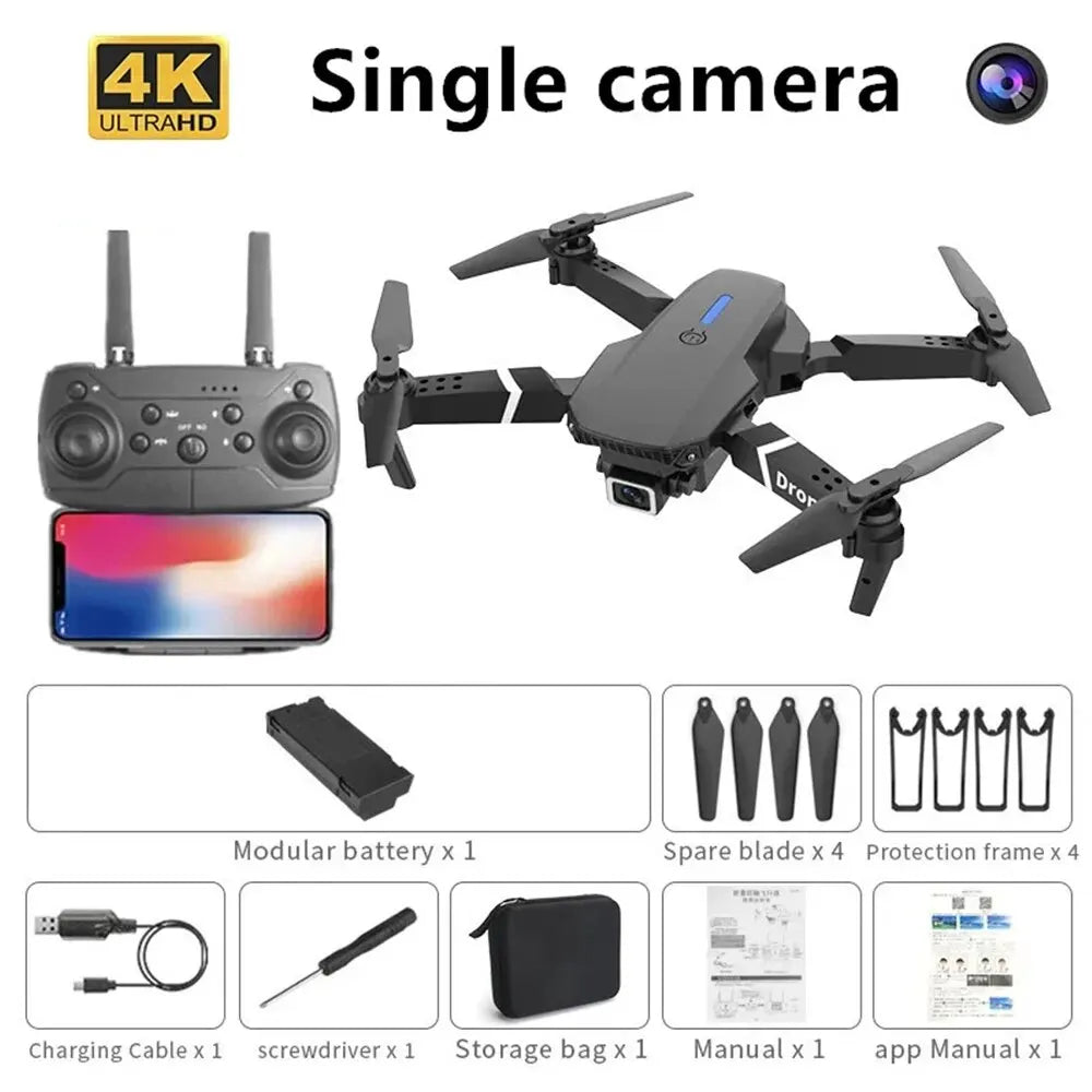 E88 4K HD Camera Foldable WiFi FPV RC Drone